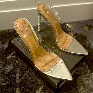 AZALEA WANG CRYSTAL HEEL SANDAL SZ 7